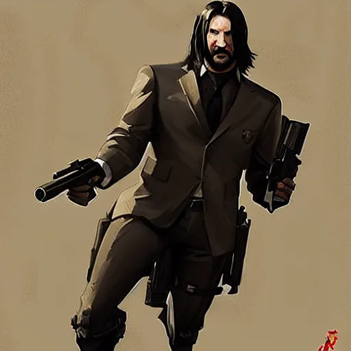 Image similar to greg manchess portrait painting of partially armored john wick as overwatch character, medium shot, asymmetrical, profile picture, organic painting, sunny day, matte painting, bold shapes, hard edges, street art, trending on artstation, by huang guangjian, gil elvgren, ruan jia, greg rutkowski, gaston bussiere