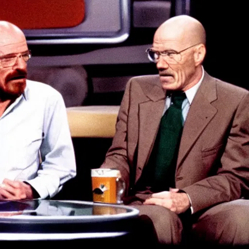 Prompt: A still of Walter White as a guest on Tonight With Johnny Carson, 1970s, colour