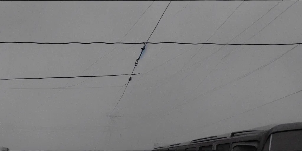 Image similar to telephone wires out of a bus window, leica, 2 4 mm lens, cinematic screenshot from the 2 0 0 1 surrealist film directed by charlie kaufman, kodak color film stock, f / 2 2, 2 4 mm wide angle anamorphic