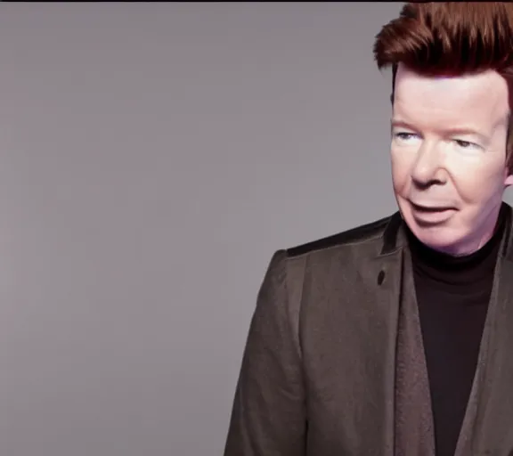 Prompt: color studio still of rick astley getting rick rolled