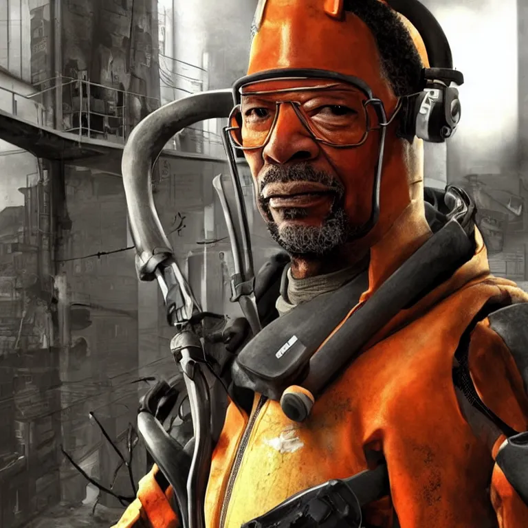 Prompt: Morgan Freeman as Gordon Freeman in Half-Life 2
