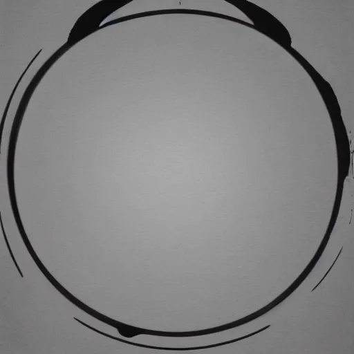 Image similar to a perfect circle where the inside is empty blank space and around the outer edge of the circle is the silhouette of a city skyline, black and white, minimalist, in the style of a charcoal drawing, made by david mellen