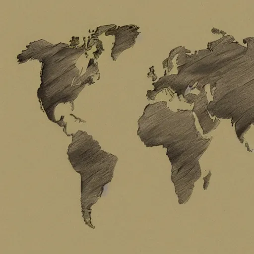 Prompt: earth, world map sketch in full image, trending on artstation, cgsociety