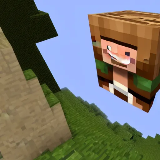 Prompt: minecraft steve coming out of the computer screen