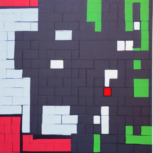 Image similar to space invader, oil and acrylic on canvas, high detail