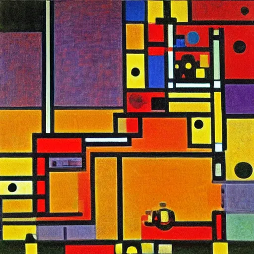 Image similar to end of the life by piet mondrian, vivid colors