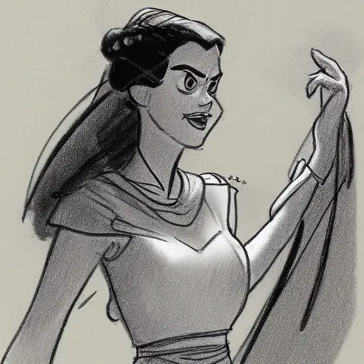 Image similar to milt kahl sketch of princess padme from star wars episode 3