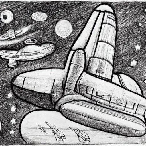 Prompt: drawings of the space shuttle scattered around on the table of leonardo da vinci, dark studio room, lonely, candlelight