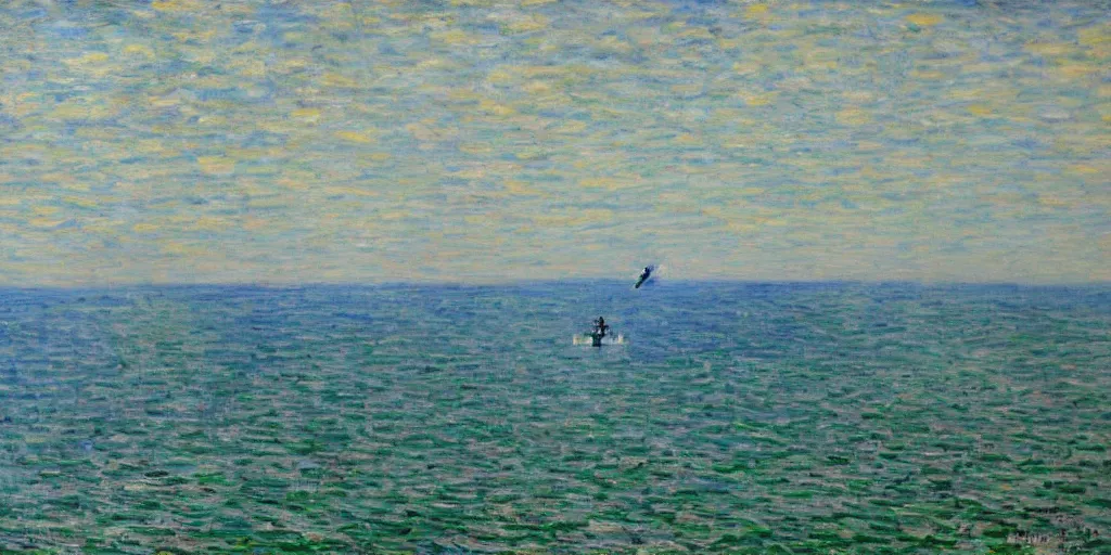 Prompt: Landing of a Falcon 9 in the style of Monet