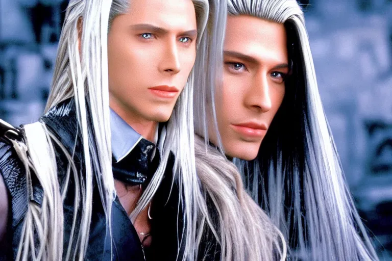 Image similar to Sephiroth in Friends (1997), highly detailed, high quality, HD, 4k, 8k, Canon 300mm, professional photographer, 40mp, lifelike, top-rated, award winning, realistic, sharp, no blur, edited, corrected, trending