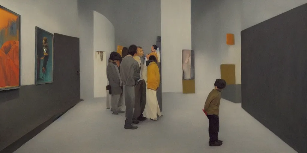 Image similar to an art gallery with pictures in the style of tim eitel