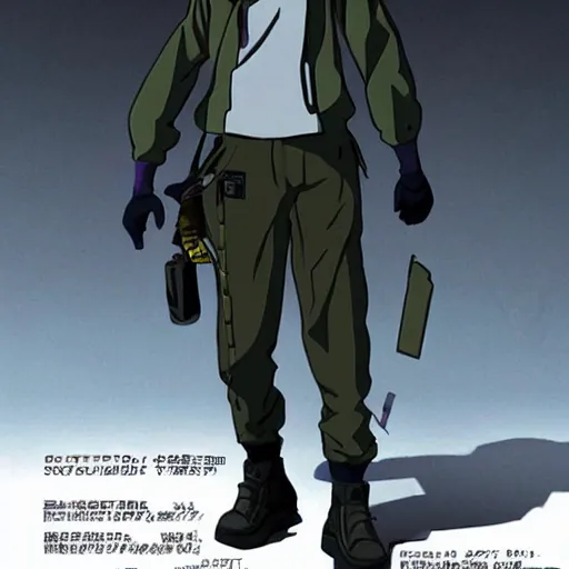 Image similar to spike spiegel wearing techwear, anime