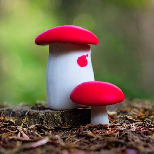 Prompt: red capped mushroom with alice in wonderland