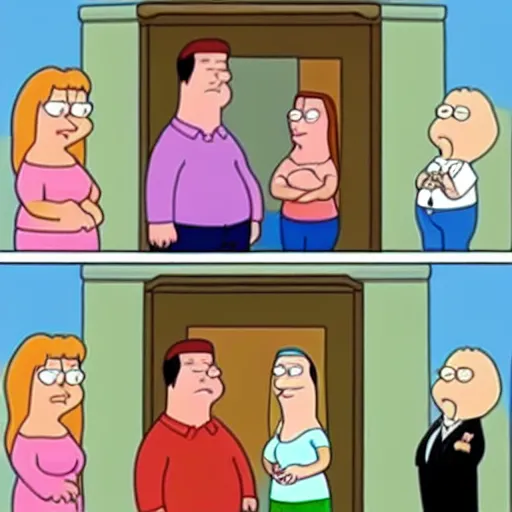 Image similar to the last family guy episode. family guy still frame