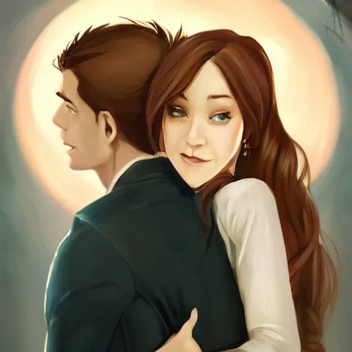 Prompt: He always knew she was the one :: dapper man handsome with beautiful hair and brown eyes, a smile to take your breath away. Cute and mine from the first meeting until the end of time :: in the art style of Charlie Bowater and Gabrielle Ragus :: hd - H 960