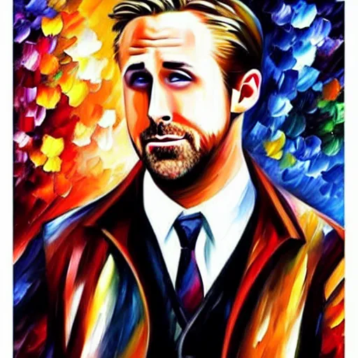 Prompt: ryan gosling in style of leonid afremov