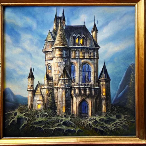 Image similar to gothic castle, extremely detailed, oil painting