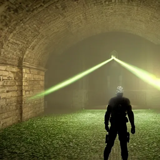 Image similar to splinter cell sam fisher infiltrating Mar a Lago 4k subscatter video game lens flare