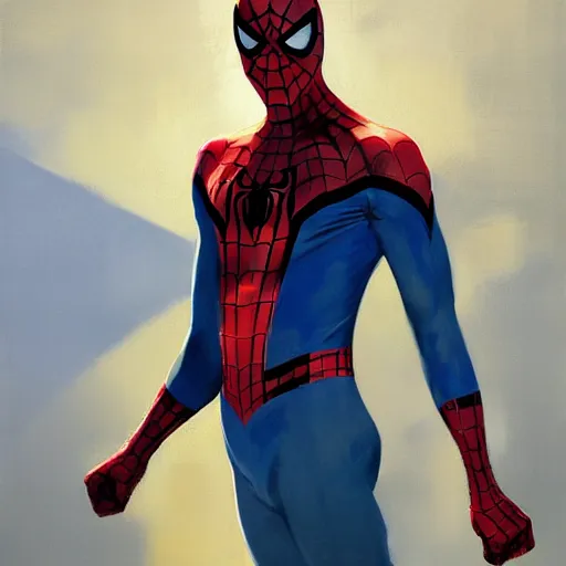 Image similar to greg manchess portrait painting of spider - man, medium shot, asymmetrical, profile picture, organic painting, sunny day, matte painting, bold shapes, hard edges, street art, trending on artstation, by huang guangjian and gil elvgren and sachin teng