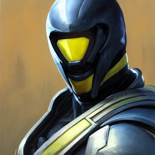 Image similar to greg manchess portrait painting of cyrax from mortal kombat as overwatch character, medium shot, asymmetrical, profile picture, organic painting, sunny day, matte painting, bold shapes, hard edges, street art, trending on artstation, by huang guangjian and gil elvgren and frank frazetta