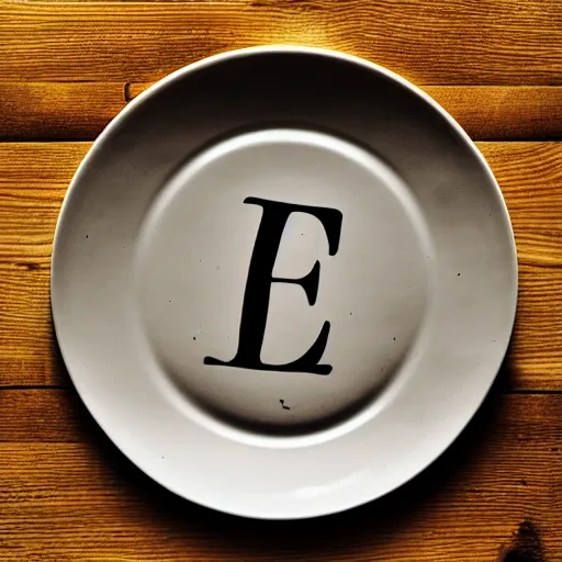 Prompt: plate with a letter like'e ', photography