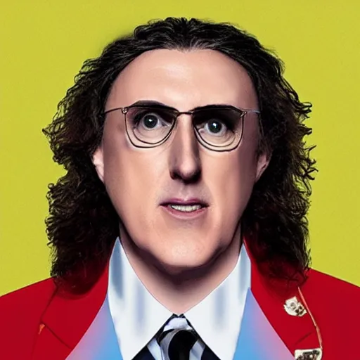 Image similar to weird al as the president of the united states, photograph