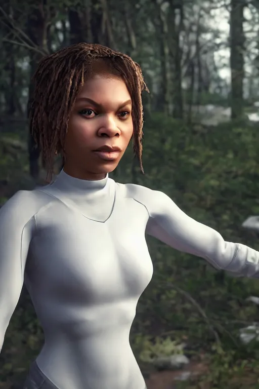 Prompt: the white videogame character April Ryan from The Longest Journey, photorealistic full body, white ambient background, unreal engine 5, hyperrealistic, highly detailed, XF IQ4, 150MP, 50mm, F1.4, ISO 200, 1/160s, natural light, Adobe Lightroom, photolab, Affinity Photo, PhotoDirector 365, realistic