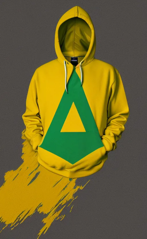 Image similar to hoodie with letter l logo, yellow and green, trendsetter, fiction, stability, intricate, elegant, 8 k, uhd, justify, artstation, concept art, matte, sharp focus, illustration, consistent, highly detailed object content, proportional object content