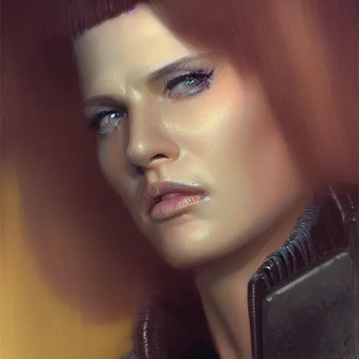 Prompt: an portrait of an happy female replicant from blade runner, detailed, centered, digital painting, artstation, concept art, donato giancola, Joseph Christian Leyendecker, WLOP, Boris Vallejo, Breathtaking, 8k resolution, extremely detailed, beautiful, establishing shot, artistic, hyperrealistic, beautiful face, octane render