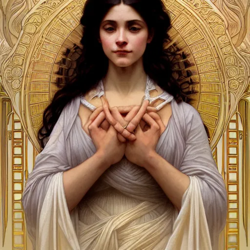 Image similar to portrait of goddess, intricate, elegant, highly detailed, digital painting, artstation, concept art, smooth, sharp focus, illustration, art by artgerm and greg rutkowski and alphonse mucha and william - adolphe bouguereau