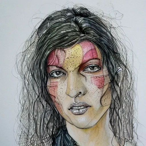 Prompt: portrait of magickjell, watercolor, ink lines, lars lerin, highly detailed