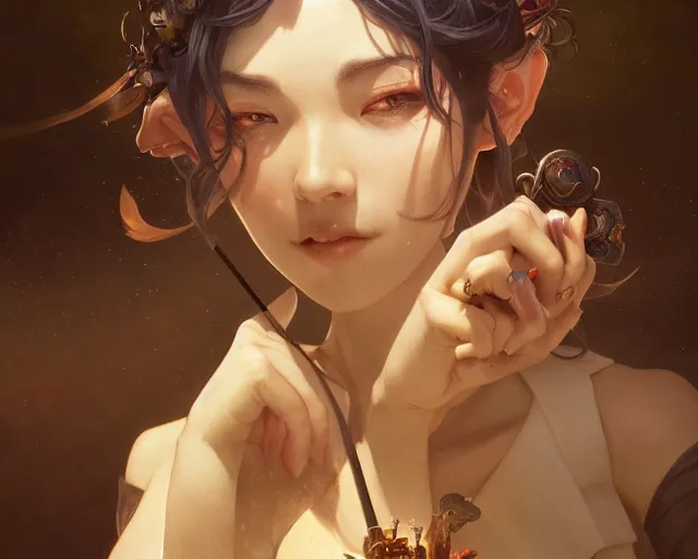 Image similar to photography of edogawa ranpo, deep focus, d & d, fantasy, intricate, elegant, highly detailed, digital painting, artstation, concept art, matte, sharp focus, illustration, hearthstone, art by artgerm and greg rutkowski and alphonse mucha