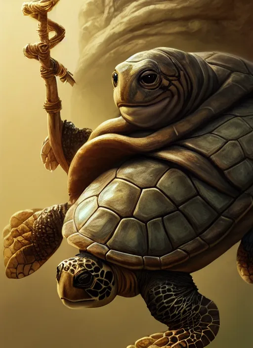 Prompt: cute wise sage turtle holding a staff, subsurface scattering, by jesper ejsing, justin gerard, tomasz alen kopera, cgsociety and fenghua zhong, highly detailed, rim light, cinematic lighting, illustration, art, octane render, very coherent, cinematic, hyper realism, high detail, octane render, 8 k