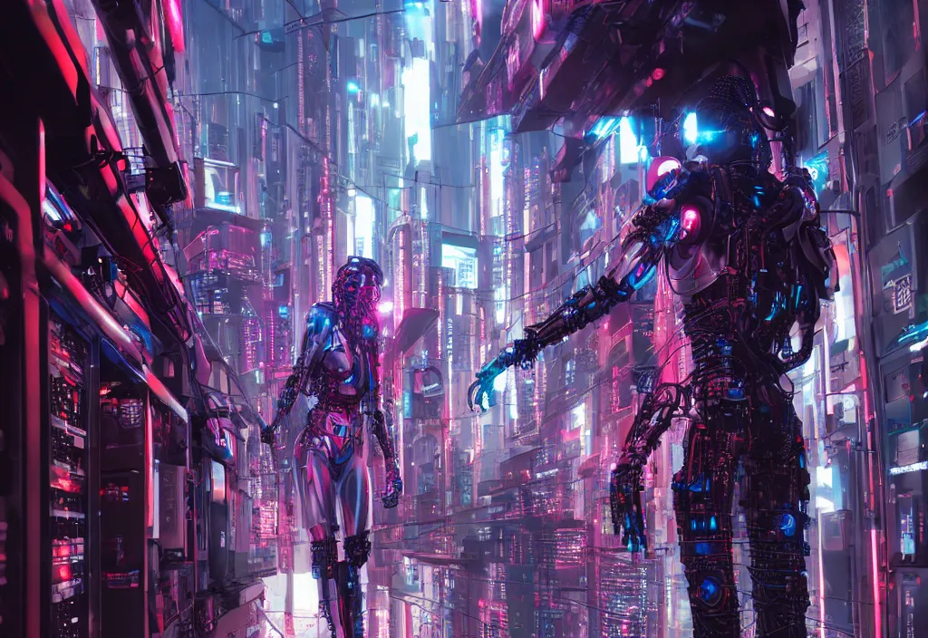 ArtStation - Cyberpunk Purple Robot 4k