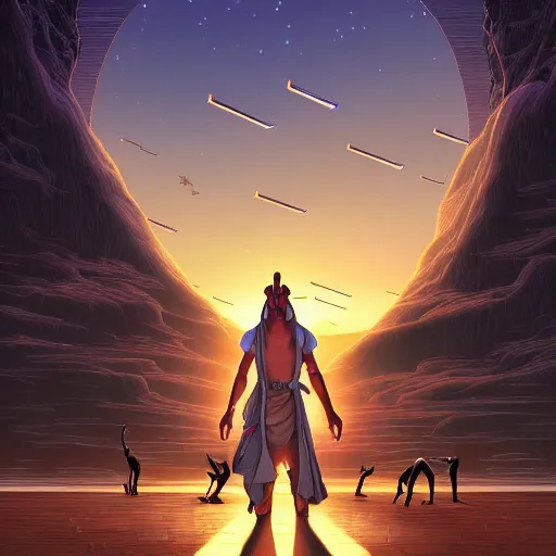 Prompt: the second coming of jar jar binks by dan mumford, yusuke murata, makoto shinkai, ross tran, cosmic, heavenly, god rays, intricate detail, cinematic, 8 k, cel shaded, unreal engine, featured on artstation, pixiv