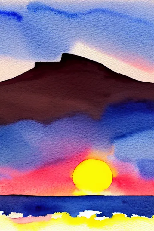 Image similar to minimalist watercolor art of cape town at sunrise, illustration, vector art