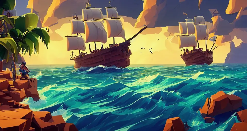 Prompt: pixel art, painting treasure on sea of thieves game smooth median photoshop filter cutout vector, behance hd by jesper ejsing, by rhads, makoto shinkai and lois van baarle, ilya kuvshinov, rossdraws global illumination