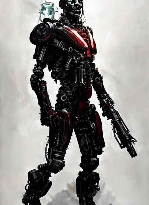 Image similar to johnny depp as victor stone, full body concept, cyborg, borg, strogg, face of a man, terminator, flesh, quake strogg, doom demon, wolfenstein, monstrous, powerful, symmetry, symmetrical, concept art by ruan jia and greg rutkowski