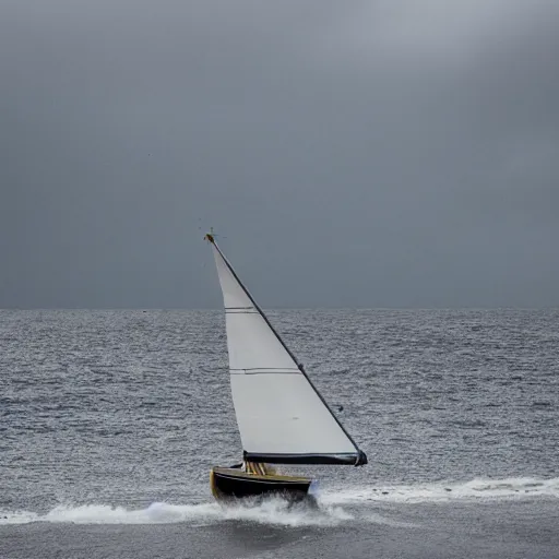 Image similar to a sailing boat in stormy weather