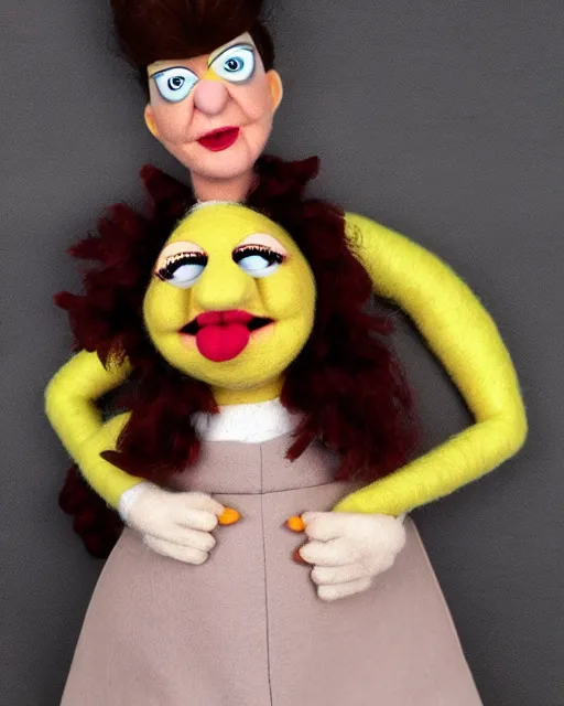 Prompt: meredith palmer as a muppet. highly detailed felt. hyper real photo. 4 k.