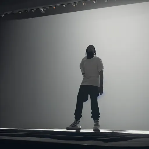 Prompt: kendrick lamar rendered in unreal engine 5, cinematic, studio lighting, hd