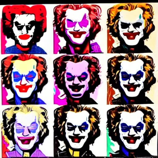 Image similar to Andy Warhol as the Joker