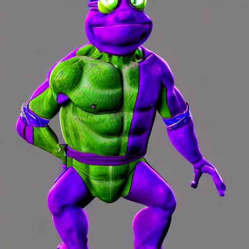 Image similar to donatello from the teenage mutant ninja turtles, 1 9 9 0 s, friendly, high detailed, moonray render