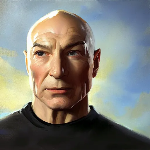 Prompt: greg manchess portrait painting of jean luc picard as overwatch character, medium shot, asymmetrical, profile picture, organic painting, sunny day, matte painting, bold shapes, hard edges, street art, trending on artstation, by huang guangjian, gil elvgren, ruan jia, greg rutkowski, gaston bussiere