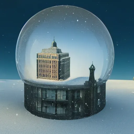 Image similar to a snow globe with a soviet apartemnt building in it, a computer rendering by leandro erlich, trending on cgsociety, retrofuturism, tesseract, isometric, physically based rendering