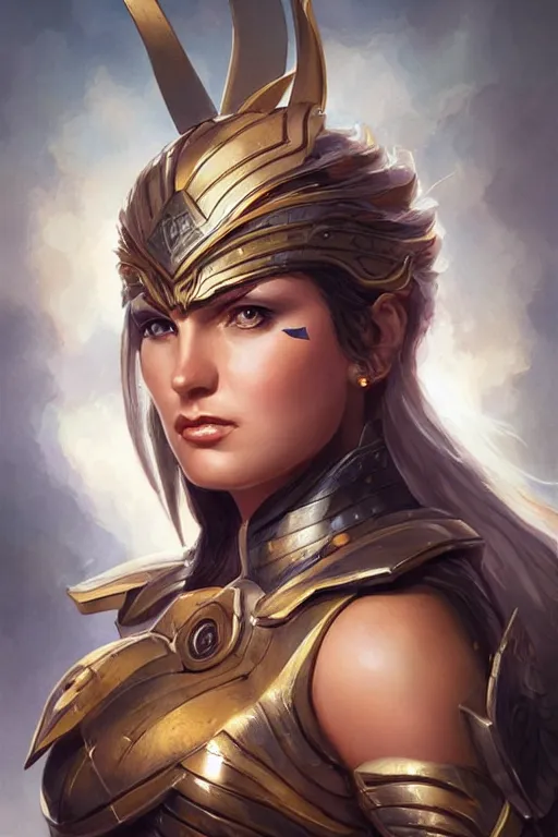 Image similar to amazon valkyrie athena, d & d, fantasy, portrait, highly detailed, headshot, digital painting, trending on artstation, concept art, sharp focus, illustration, art by artgerm and greg rutkowski and magali villeneuve