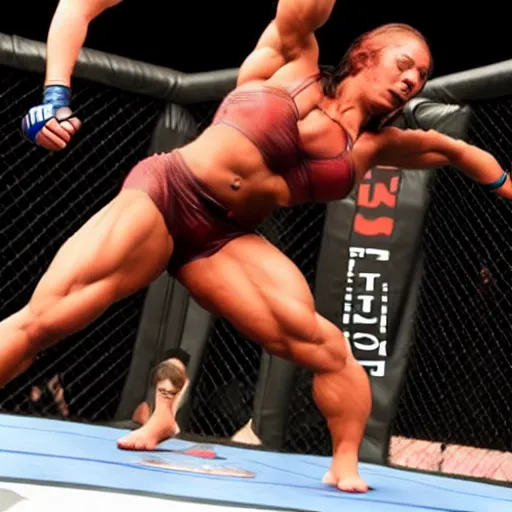 Image similar to transgender muscular woman beating up woman in ufc