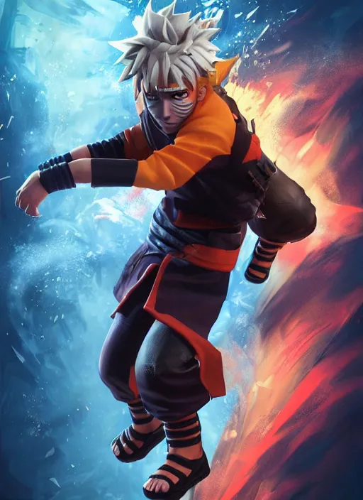 Prompt: ( ( ( hyperrealist cg an epic fantasy comic book styled portrait painting of naruto ) ) ) by mike campau and matt stewart, fantasy, photorealistic, octane render, vibrant colors, unreal engine, dynamic lighting, perfect factions, very detailed faces, trending on artstation, poster, volumetric lighting, 4 k, award winning