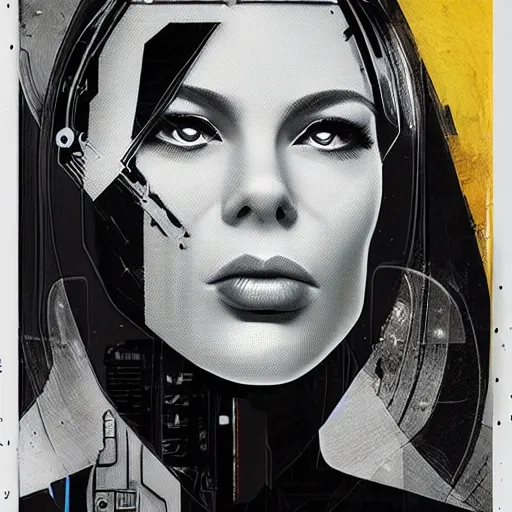 Image similar to a portrait of a single female android, by MARVEL comics and Sandra Chevrier, pinhole camera