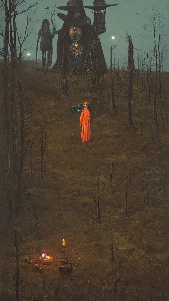 Prompt: witch paying for her sins, victorian painting, by simon stalenhag